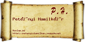 Petényi Hamilkár névjegykártya